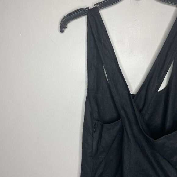 MADEWELL Mini Dress Women 10 Black 100% Linen NEW Cross Back A-Line NQ326 - Picture 9 of 14